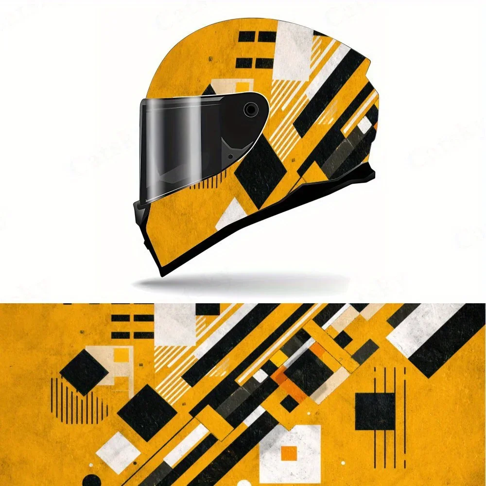 Adesivo Gráfico Abstrato Futurista Geométrico Moderno Inspirado em Tecnologia para Capacete de Moto, Decalque Gráfico de Corrida em PVC Autoadesivo e 