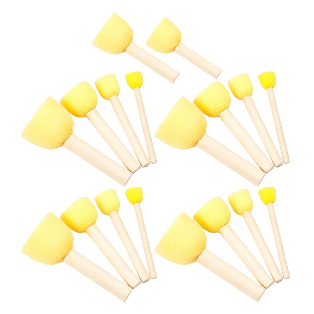 30 Pcs Sponge Stamp Sponges Stampers Drawing Seal Wooden Simple Holders Durable Toddler