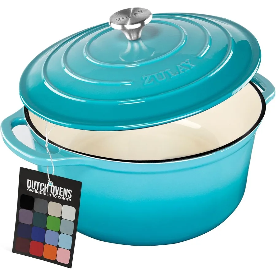 

6 Quart Enameled Cast Iron Dutch Oven with Lid Premium Durability Oven Safe up to 500F Heavy Duty Cookware Perfect for Bread Ba