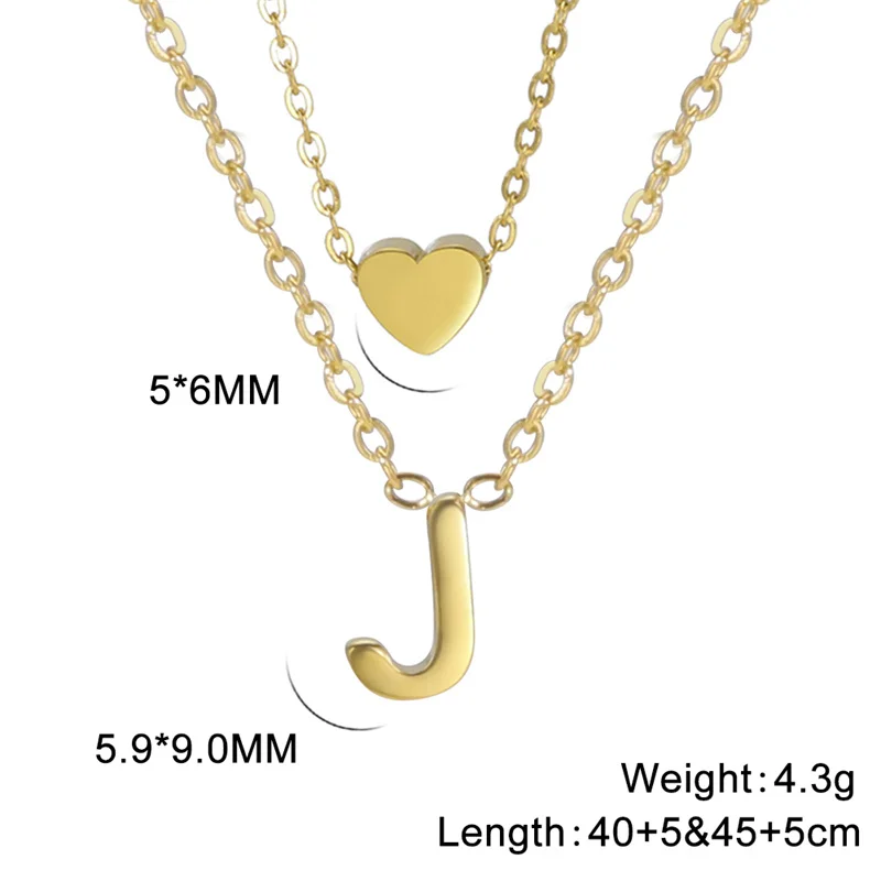 Mode Tiny Herz Initial Halskette Gold Silber Farbe Multilayer Brief Choker Halskette Für Frauen Charme Anhänger Schmuck Geschenk – Detail 30
