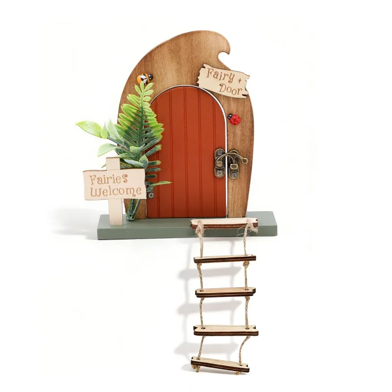 Wooden Fairy Door Ornament Multi-functional Home Decoration Creative Garden Scene Model Educational Desktop Decor