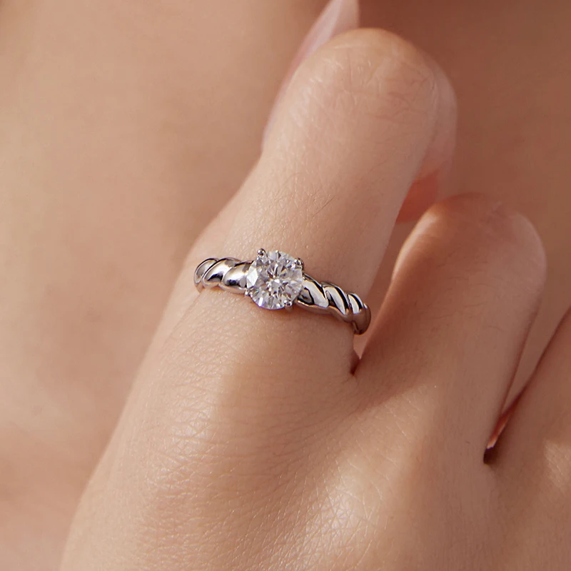 

Bamoer U 1CT витое открытое кольцо с муассанитом, регулируемое кольцо с ореолом, массивное кольцо с 4 зубцами, лабораторный бриллиант для женщин, ювелирные изделия на помолвку, подарок