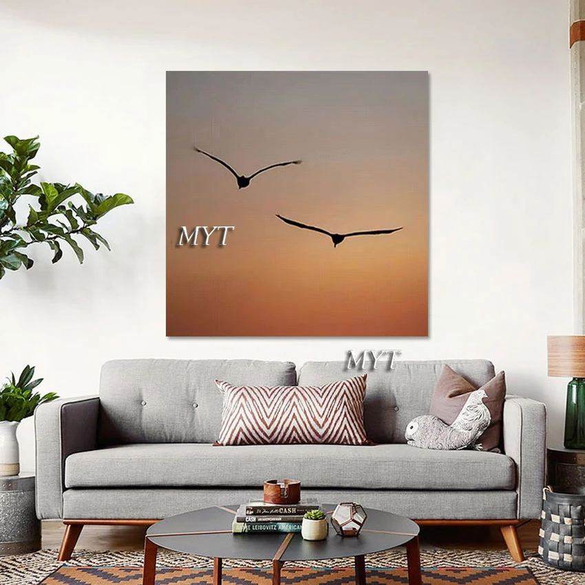 Canvas Art Designs Two Seagulls Animal Oil Painting 100% Handmade Quality Artwork Showpiece For Home Decoration Modern Picture