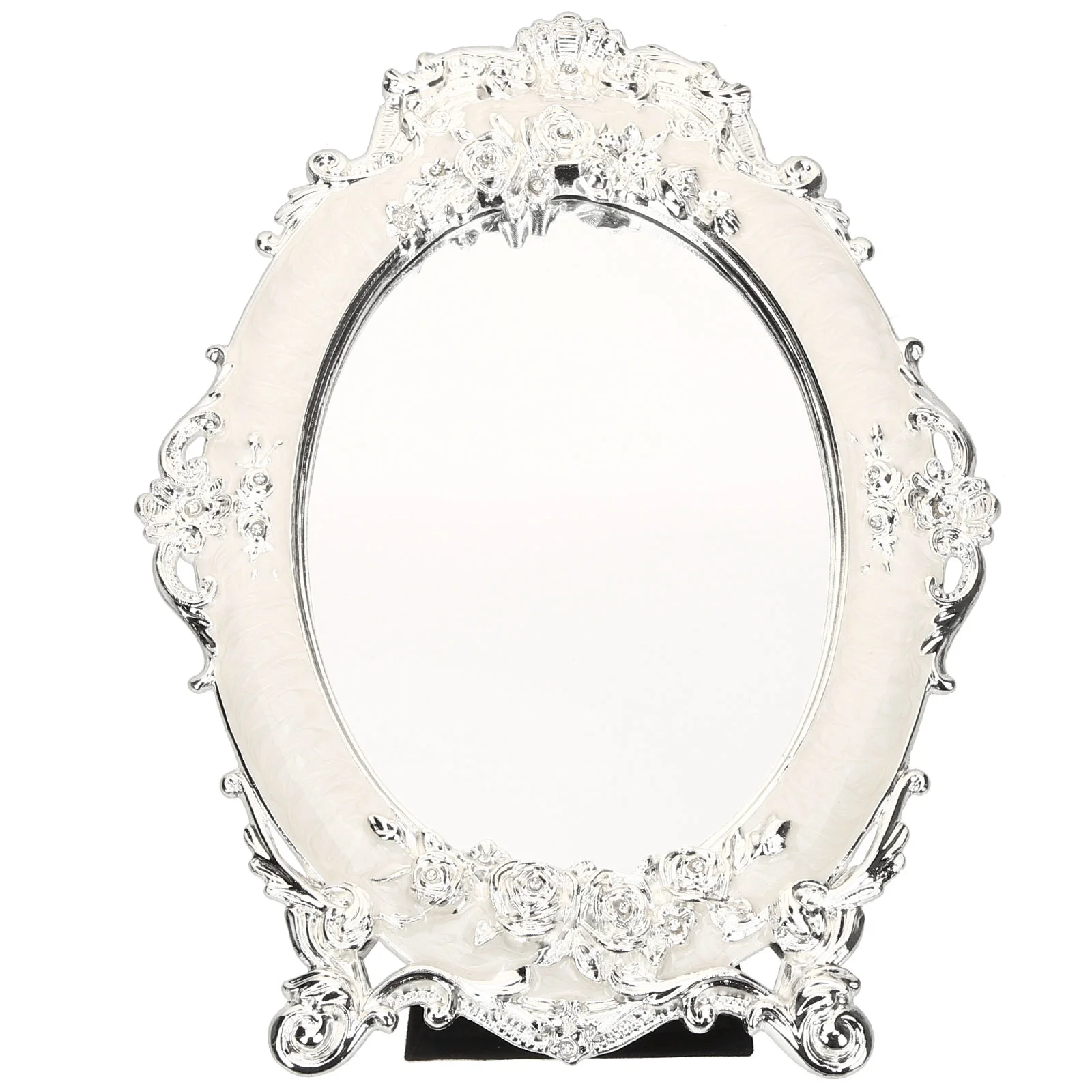 

Metal Desktop Tabletop Makeup Mirror Floral Engraving European Style Wear-Resistant Home Bathroom Bedroom Decorative Household