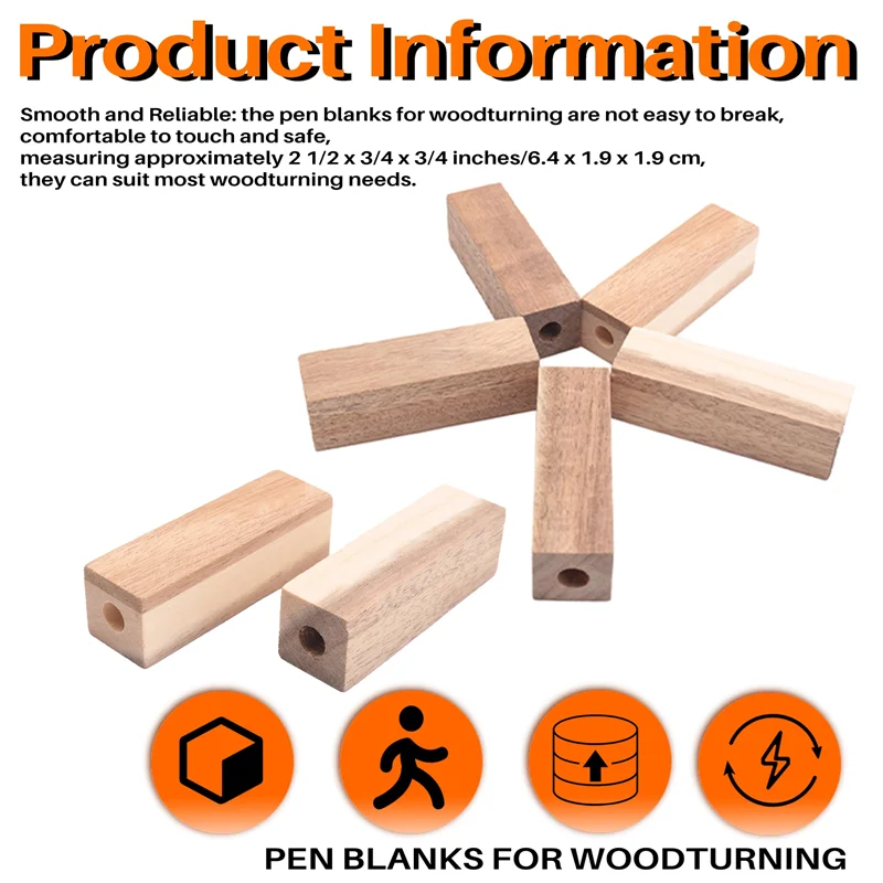 ABJN-20 Uds. De bolígrafos de madera preperforados de 7Mm en blanco para torneado de madera, Kit de torneado para bolígrafos, suministros para manualidades DIY