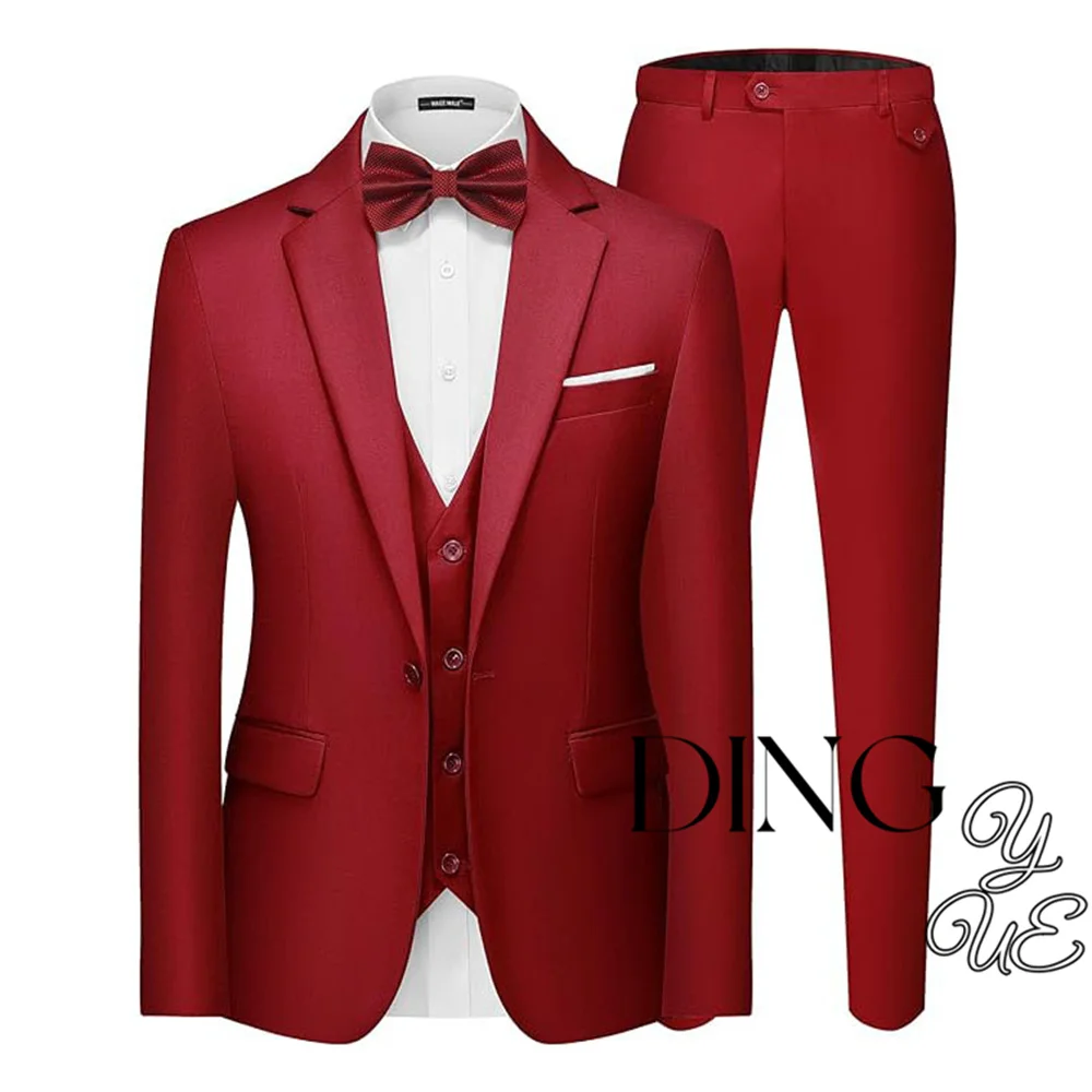 

New Prom Perform Business Party Men Suit Groom Groomsman Wedding Casual Formal Occasion Tuxedos 3 Piece Set Jacket Vest Pants