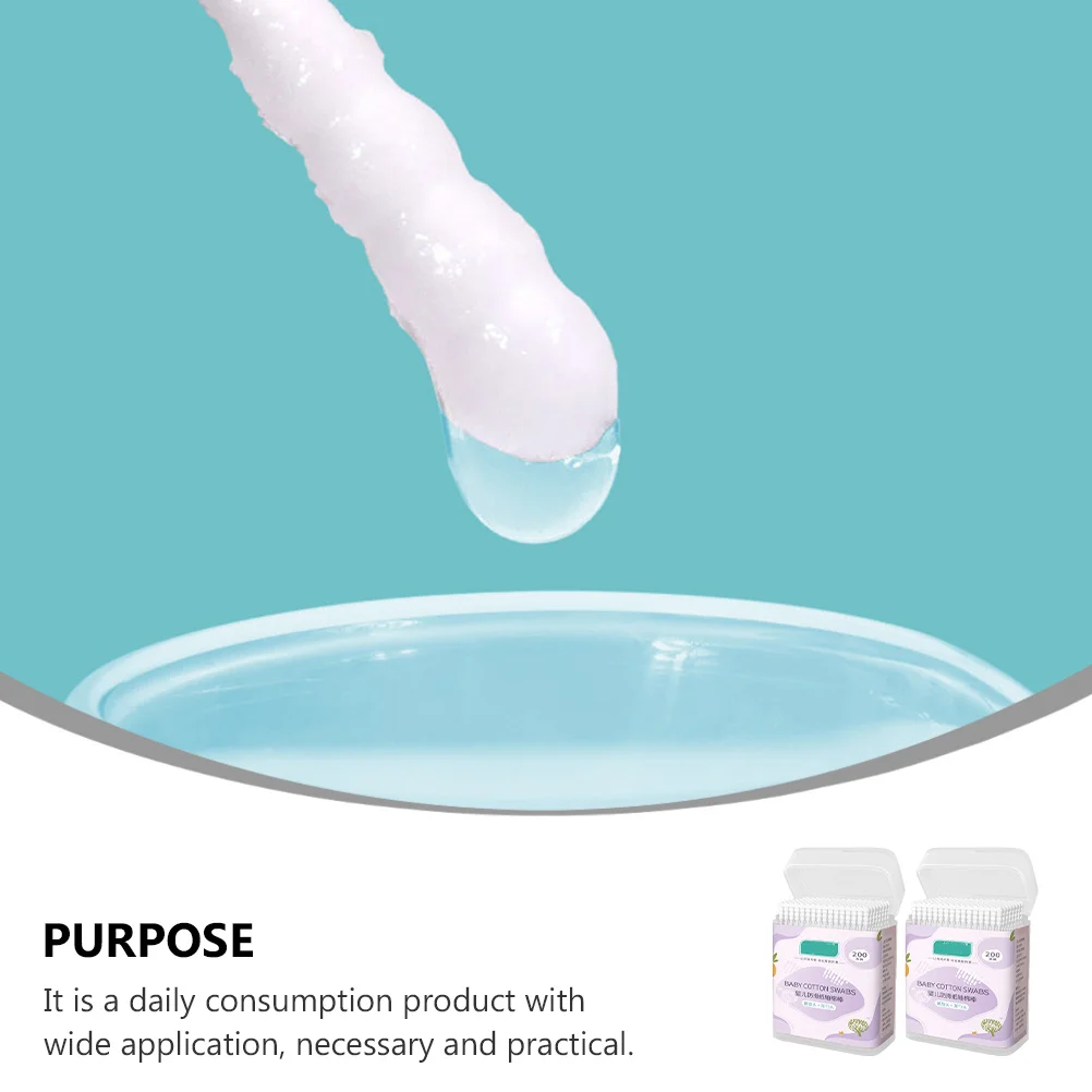 400 قطعة 2 صندوق مسحات قطنية لتنظيف الأذن استخدامات متعددة العناية بإزالة المكياج برؤوس مزدوجة للاستعمال مرة واحدة #4