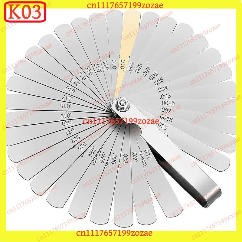 k03 32pcs Valve Clearance Feeler Gauge Set, 0.04-1.00mm / .0015-.035in, Copper Sheet, Teaching Measurement Tool, Auto Repair