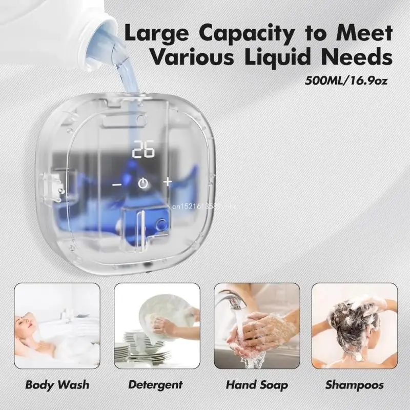 Dispensador jabón con inteligente, lavadora manos espumosa montada en pared recargable por USB, adecuada para y