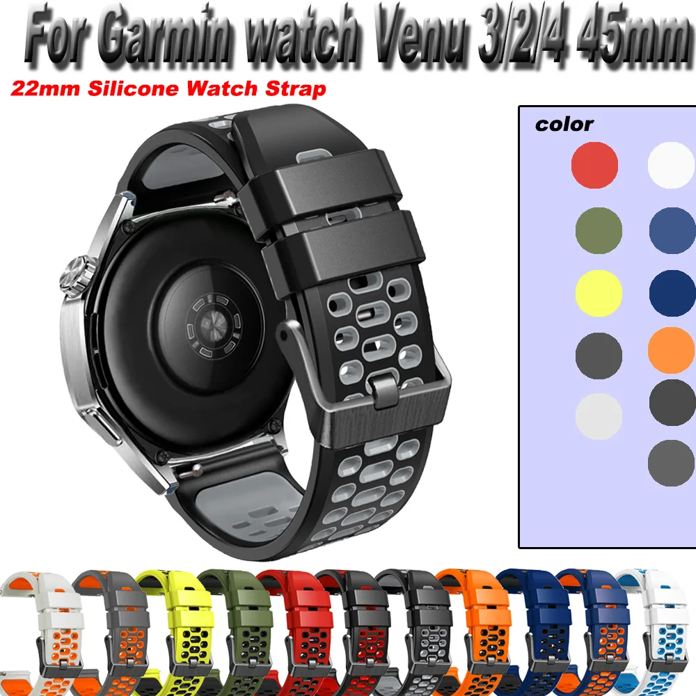 22mm Silicone Watch Strap For Garmin watch Venu 3/2/4 45mm Forerunner 745/265/255/965/955/935/945/970/570 47mm Replacement Band