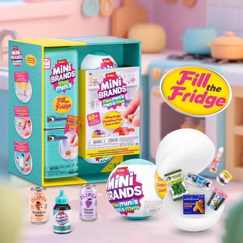 

ZURU Genuine Mini Brands Refrigerator Ball Blind Box Pretend Play Miniature Refrigerator Toys Realistic Dollhouse Furniture Gift