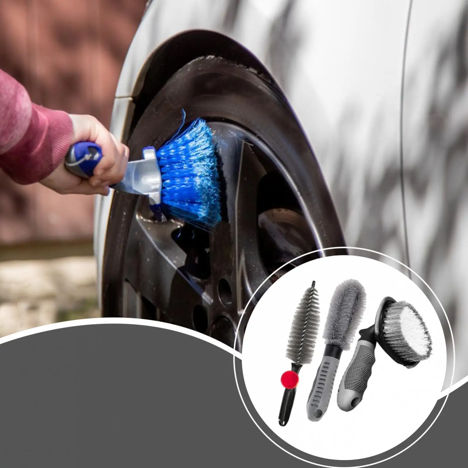 Car Wheel and Tire Brush Kit Multi-use Duster Flexible Auto Detailing Tools for Car Tools Kit and Maintenance