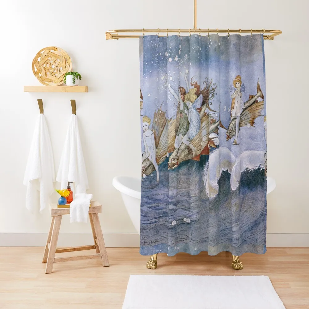 

Феи в море, сказочная винтажная занавеска для душа для душа, аниме, ванная комната, аниме, занавеска для душа