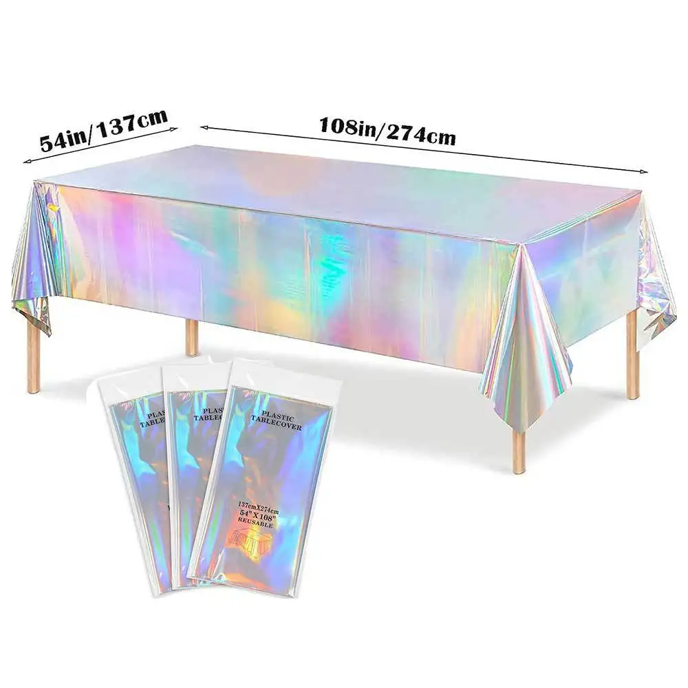 

1PC Party Decoration PVC Laser Tablecloth Wedding Party Outdoor Decoration Birthday Party Decoration Supplies Laser Tablecloth
