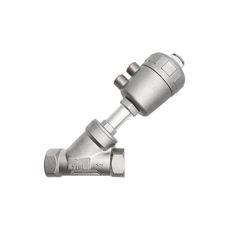 304 stainless steel High Temperature And Corrosion Resistant Steam Pneumatic Valve Y Type Internal Thread Angle Seat Valve.