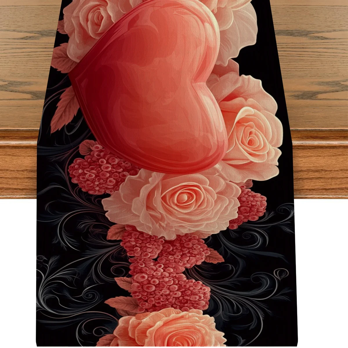 

Скатерть на стол ко Дню святого Валентина, украшенная романтичными розами и узорами в виде сердец, мягкие тона в сочетании с нежным цветочным орнаментом, для домашних встреч, украшения дома, журнальных столиков, гостиных и кухонных обеденных зон.