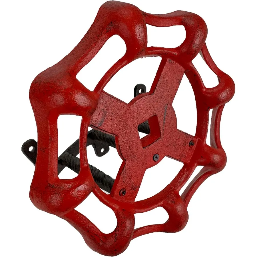 

Винтажный уличный кран, держатель садового шланга из потертого красного чугуна с настенным дизайном для хранения до 75 футов