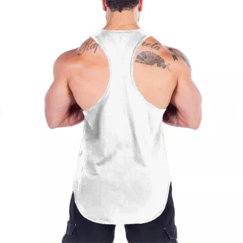 Men Running Vests Mesh Gym Stringer Tank Top Thin Breathable Athletic Sleeveless Shirt Fast Dry For Outdoor Fitness Bodybuilding