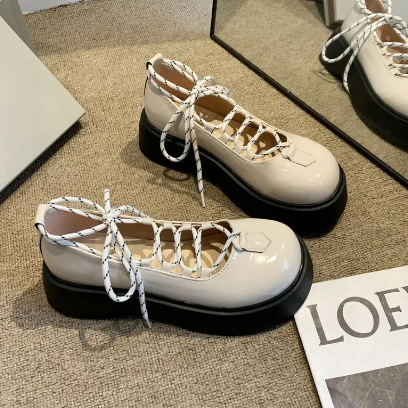 NEW Vintage Lolita Shoes Women Platform Mary Janes Shoes Casual Girls JK Uniform Single Shoes Spring Summer Loafers Vulcanized