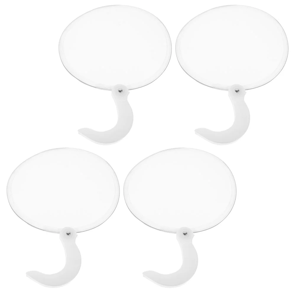 

4 Pcs White Round Foldable Hand Held Portable Retro Decor Circular Dance Party Prop Performance Mini