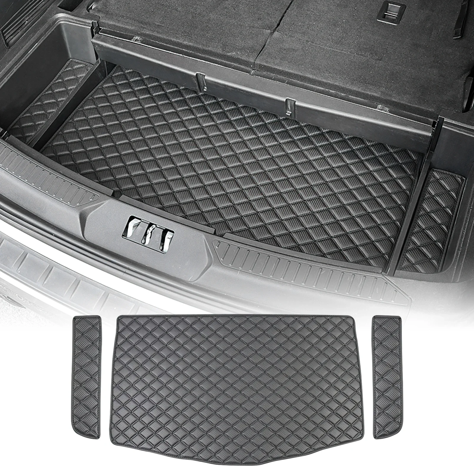 Trunk lower level Rear Trunk Pad Artificial Leather For Ford Explorer 2020 2021 2022 2023 2024 Car Trunk Mat Accessories