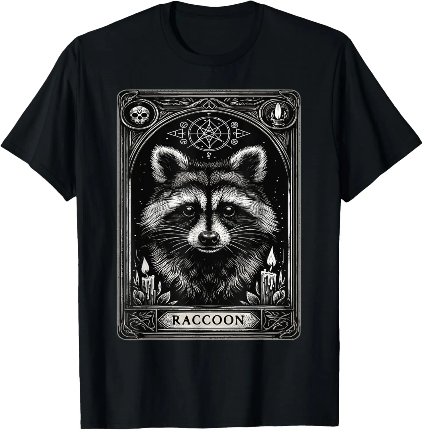 Raccoon Tarot Card Witchcraft Goth Blackcraft Gothic Occult T-Shirt