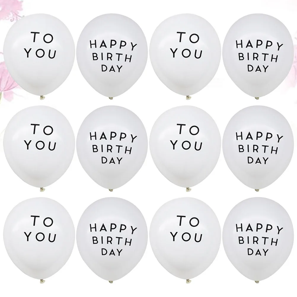 

100Pcs Latex Balloons Birthday Balloons Set White Black Letter 12 Inch Perfect Party Decoration for Home Gathering