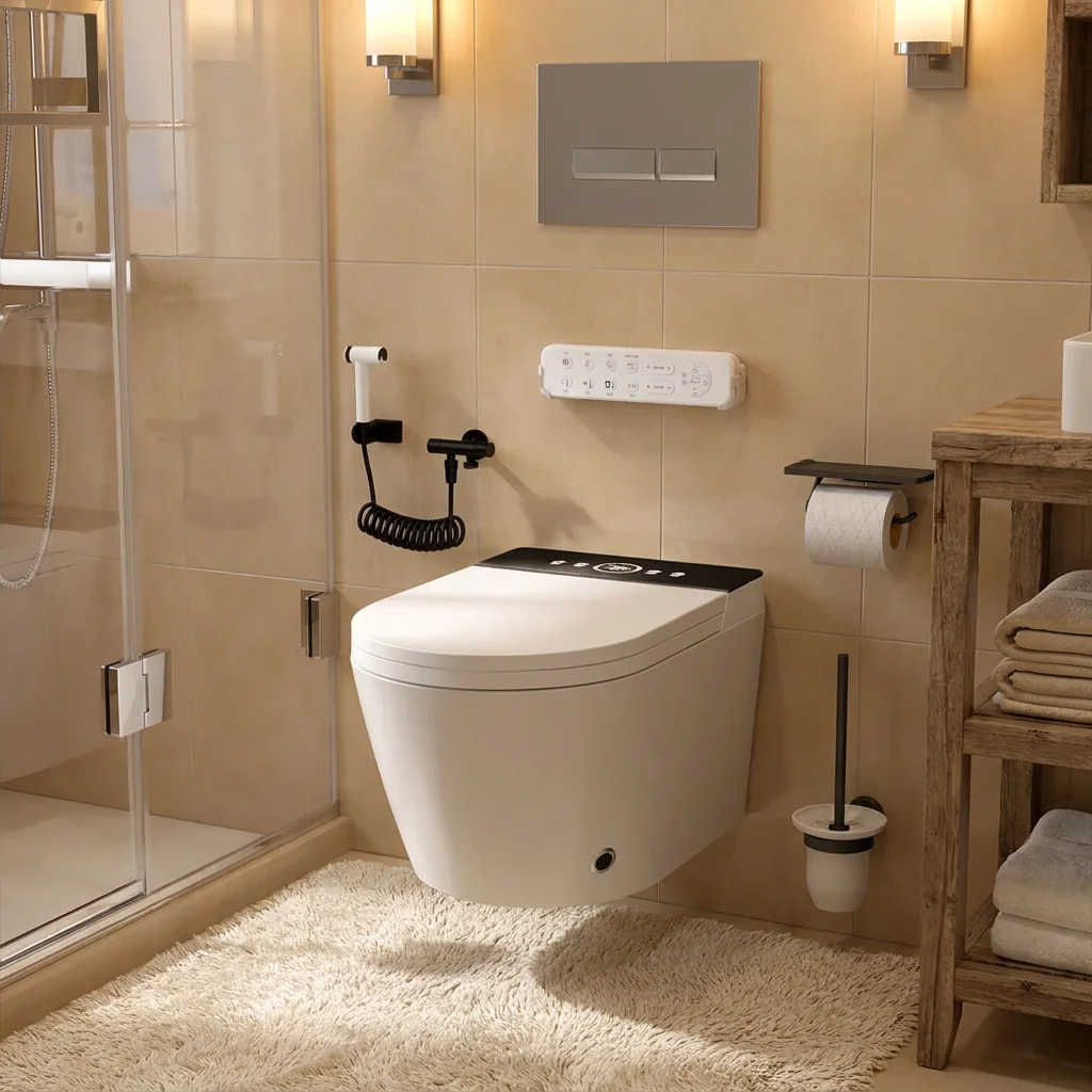 Advanced Smart Toilet with Bidet Functions Elongated Bowl Remote Control Seat Heating for Enhanced Cleanliness