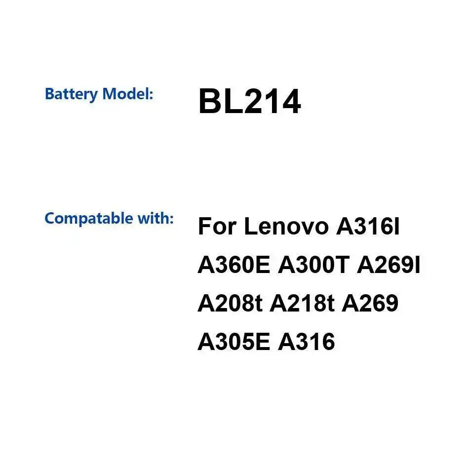 

Аккумулятор для мобильного телефона 1300 мАч для Lenovo A316I A360E A300T A269I A208t A218t A269 A305E A316 BL214, экологически чистый