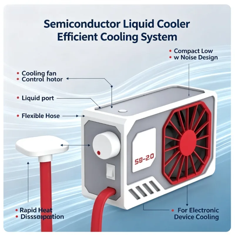 Magnetic Semiconductor Liquid Cooler, High‑Power Cooling Shell for Phone Tablet, Heat for Gaming Live Streaming Heat Reduction