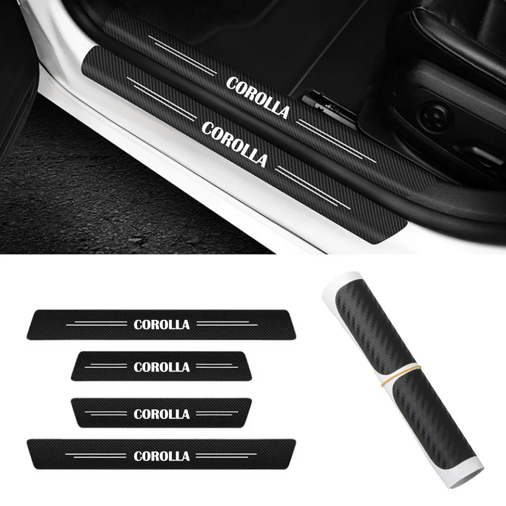 4pcscar for Toyota Corolla carbon fiber car threshold protection stickers door bumper stickers anti-stepping protective film