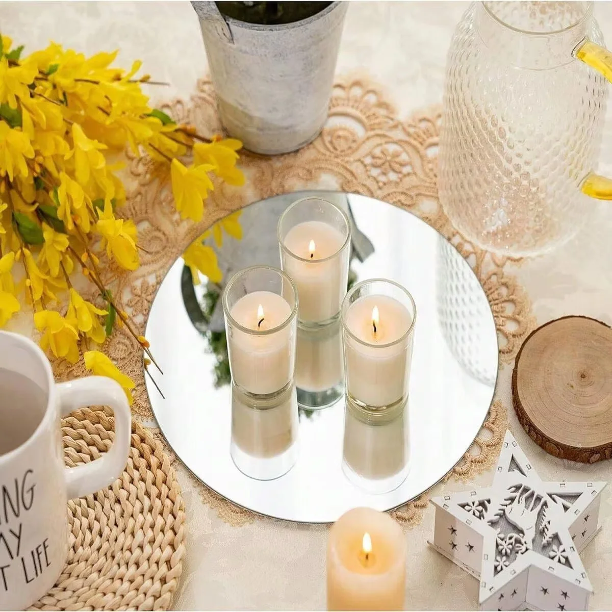 5pcs/10pcs 30cm Acrylic Round Dining Table Mirror Plate, Suitable for Weddings, Youngsters\'s Gift Parties and Birthday Parties