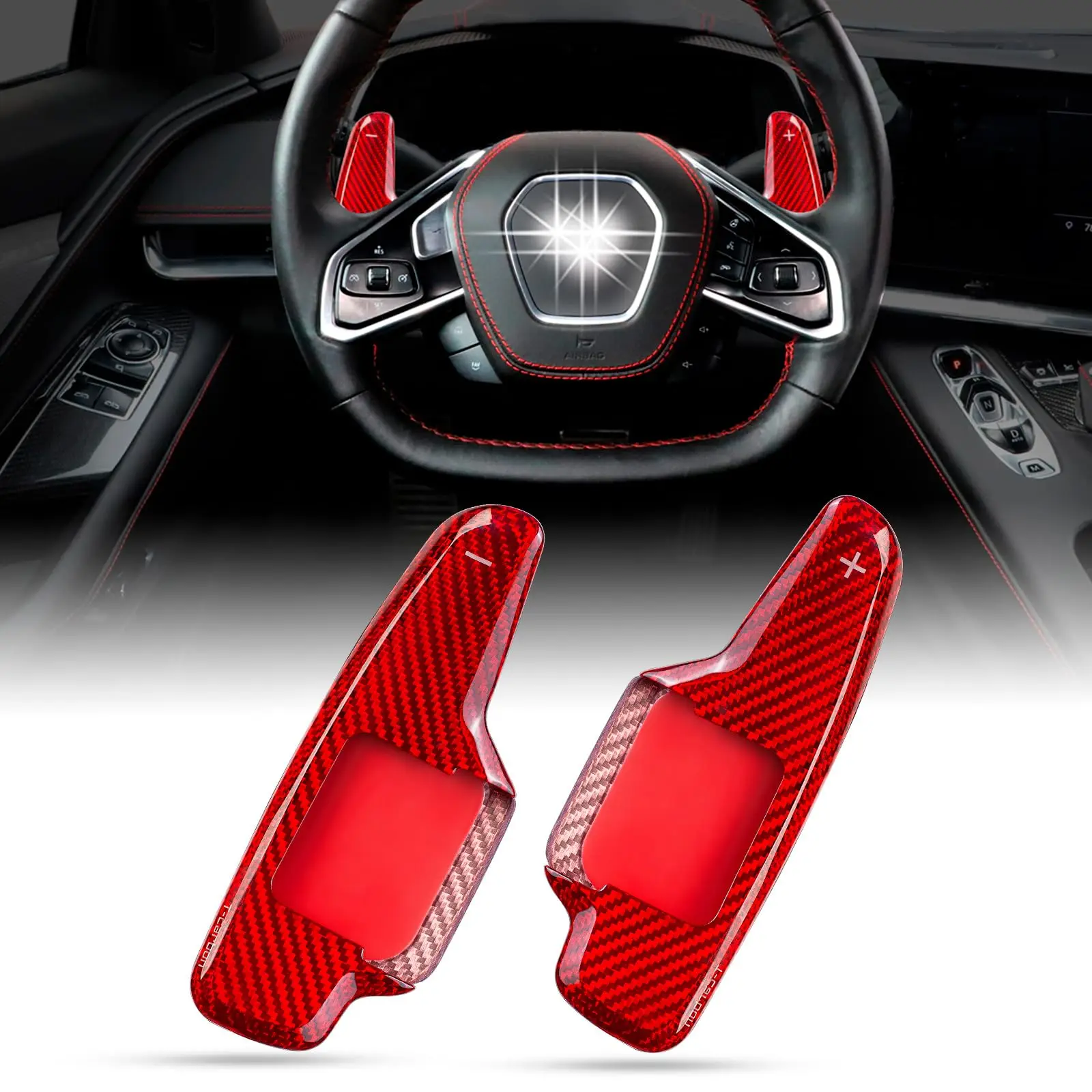 

Real Carbon Fiber Paddle Shifter Compatible with Corvette C8 Z51 Z06 Carbon Fiber Steering Wheel Extensions