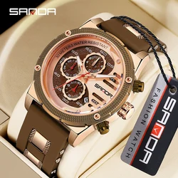 SANDA Fashion Watch for Men Military Sport cronografo orologio da polso al quarzo cinturino in Silicone impermeabile lancette luminose orologi da polso