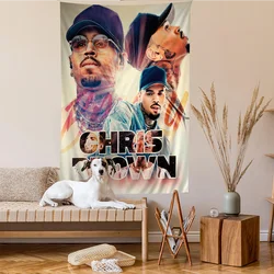 C-Chris B-Brown Anime Tapestry Hippie Flower Wall Carpets Dorm Decor Wall Hanging Home Decor
