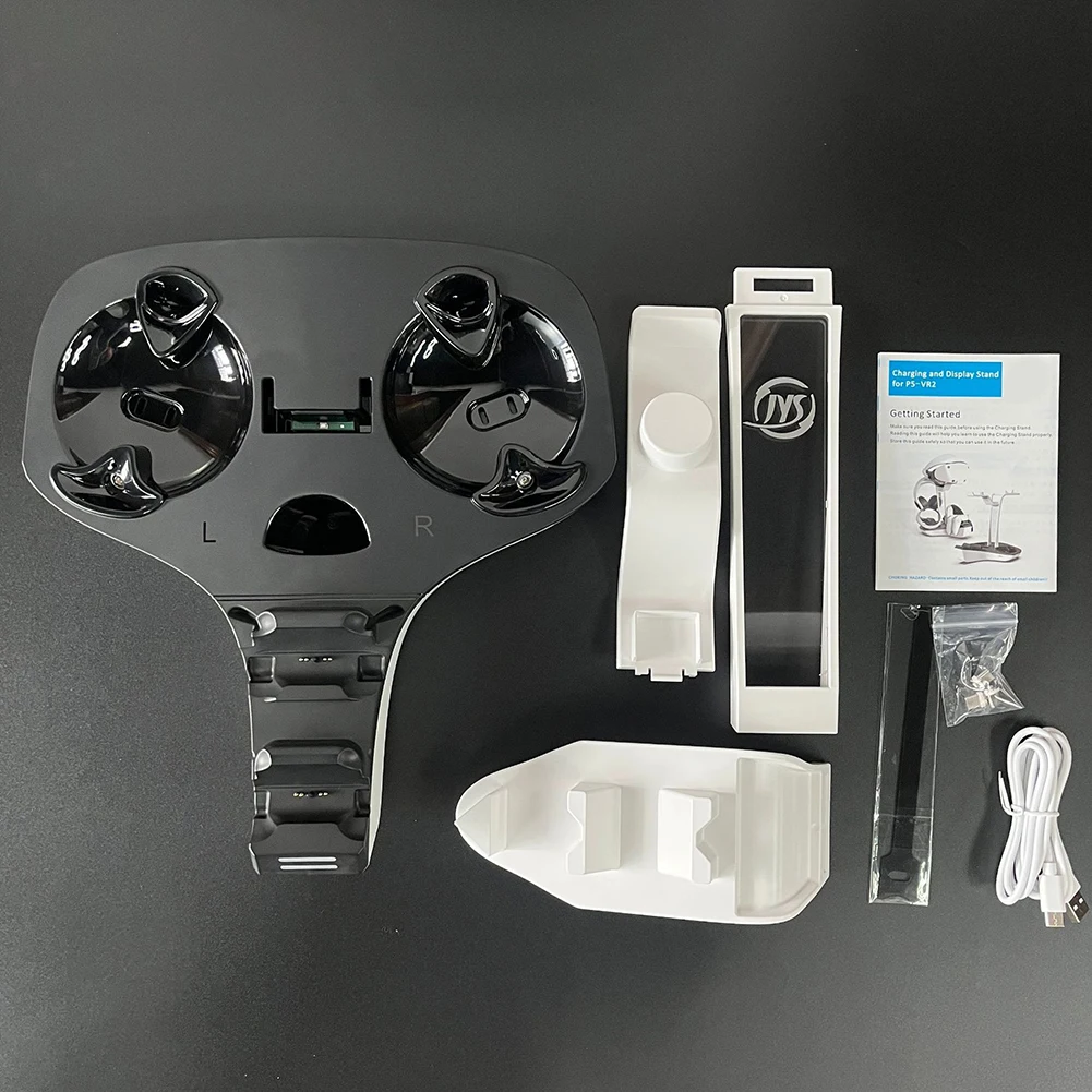محطة شحن احترافية مع مؤشر LED لوحدات تحكم PS5 وPS VR2 وحل تخزين الملحقات