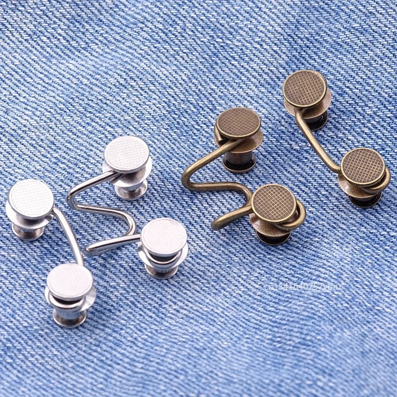 Extender Button Adjustable Waist Buckle Set Jean Button Pins Perfect Fit Instant for Tighten Waist Jeans No Sewing Button