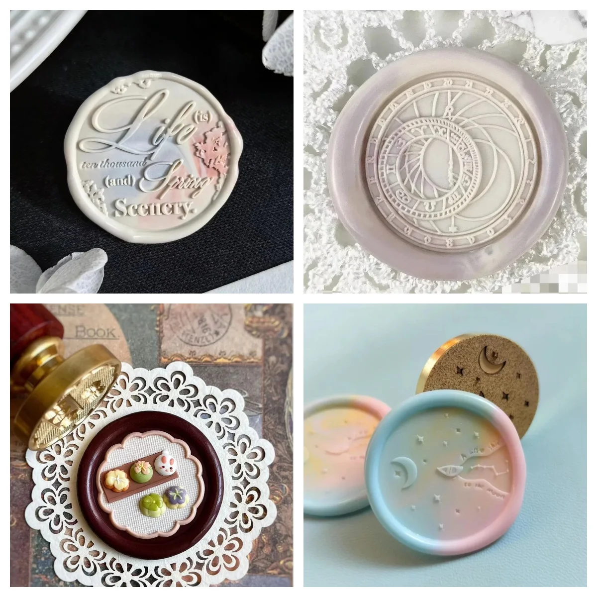 Wax Seal Stamp Chapter Header Multi-Layer Relief Engraving Students Kids Diy Toys Cute Copperhead Hydrangea Invitation Card Seal