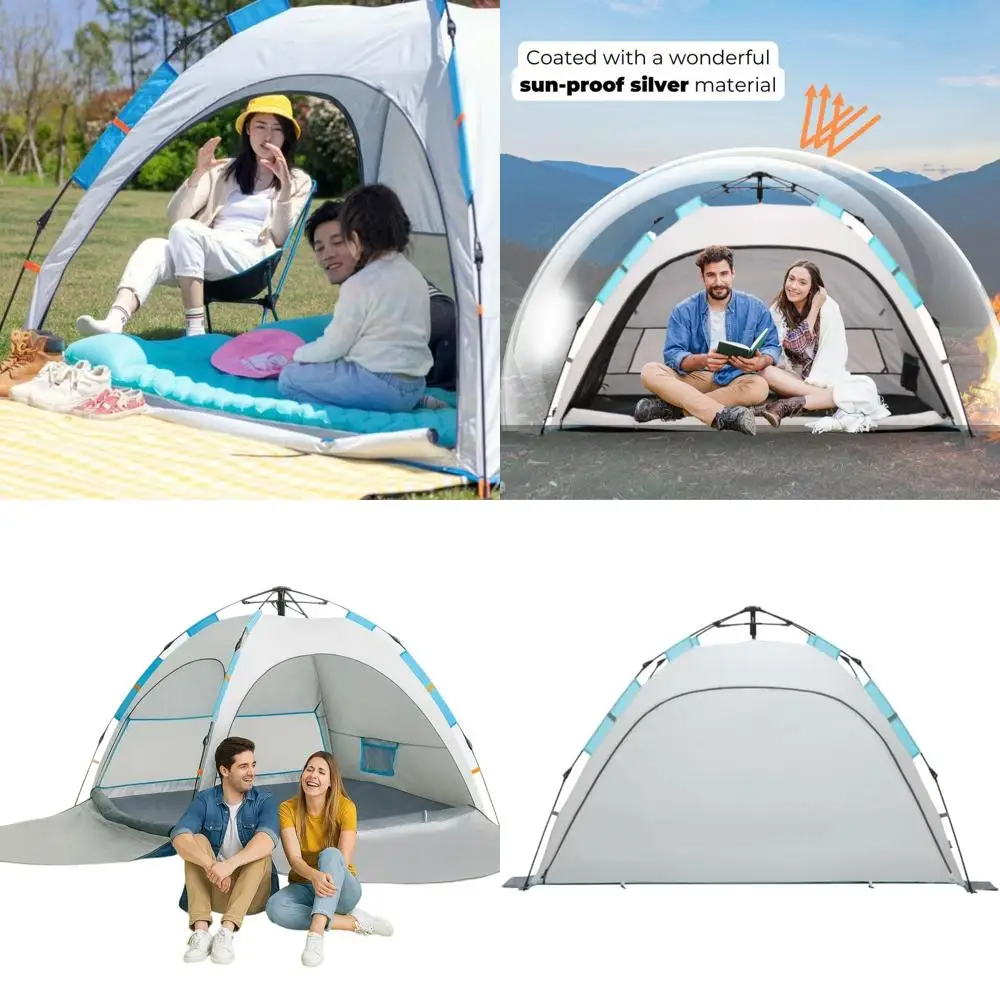 

Палатка для кемпинга на 2 человек с быстрой установкой: водонепроницаемая, легкая, купольная, с двумя входами и выдвижным тамбуром для приключений на природе