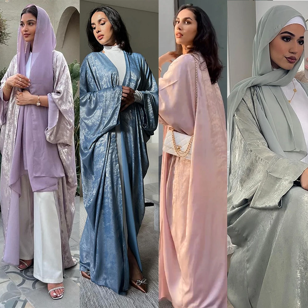 1PCS Purple Pink Blue Muslim Dress For Elegant Women Cheap Clothing Free Shipping On Sale Open Abaya Dubai Modest Outfits Robes