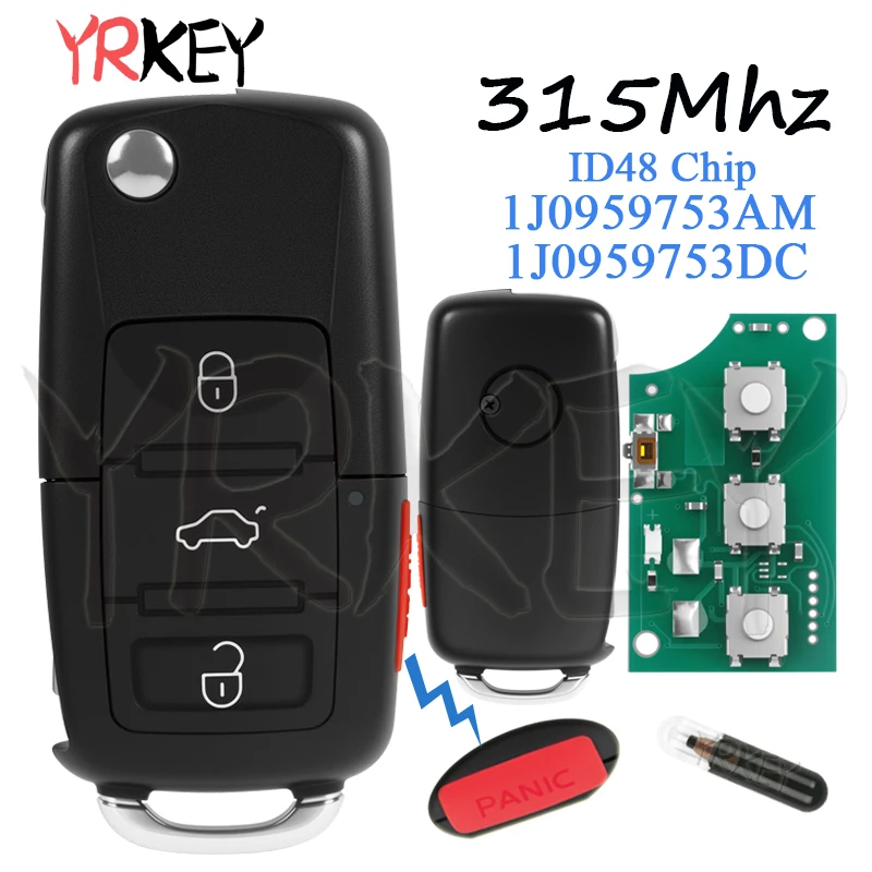 

Откидной автомобильный ключ 1J0959753AM для VW Jetta Passat Beetle Golf 315 МГц ID48 чип 1J0959753DC складной смарт-автомобильный дистанционный ключ без логотипа