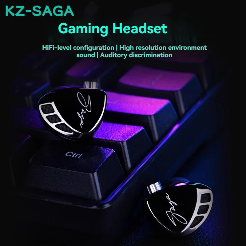 

Kz Saga Single Dynamic Driver Wired Hifi All-metal Headphones Are Interchangeable In-ear Gaming Headphones