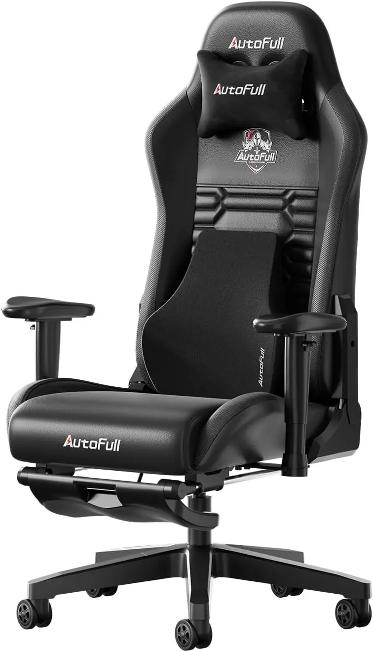 

Gaming Chair,Racing Style Gaming Chair with Ergonomic Lumbar Support,Adjustable High Back PU Leather PCChair with Footrest,Black