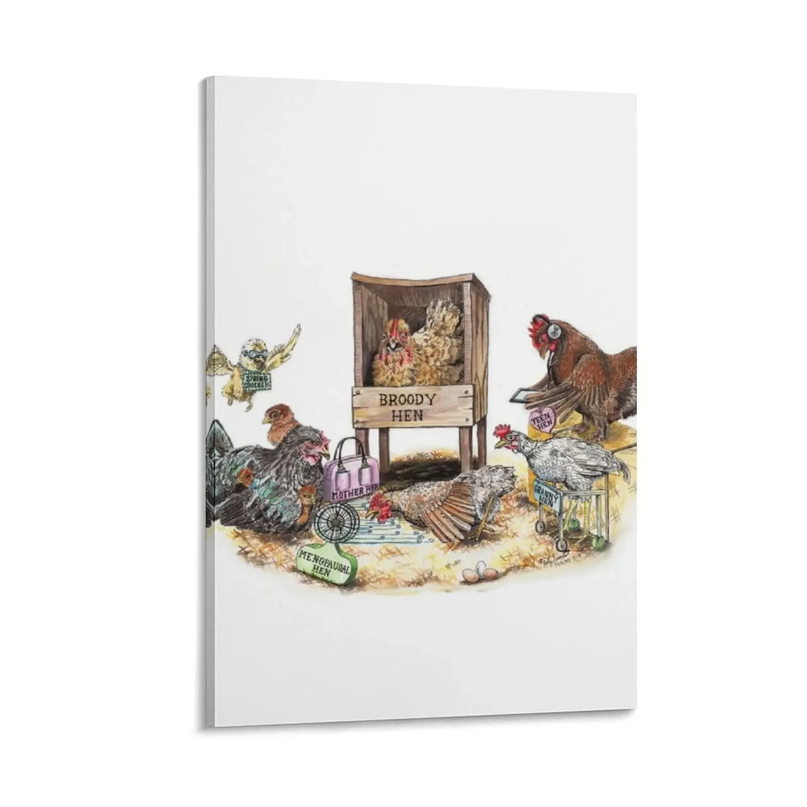 

Life in the Coop - chicken Canvas Painting decoration for the room Decoration Decoration for bedroom poster anime