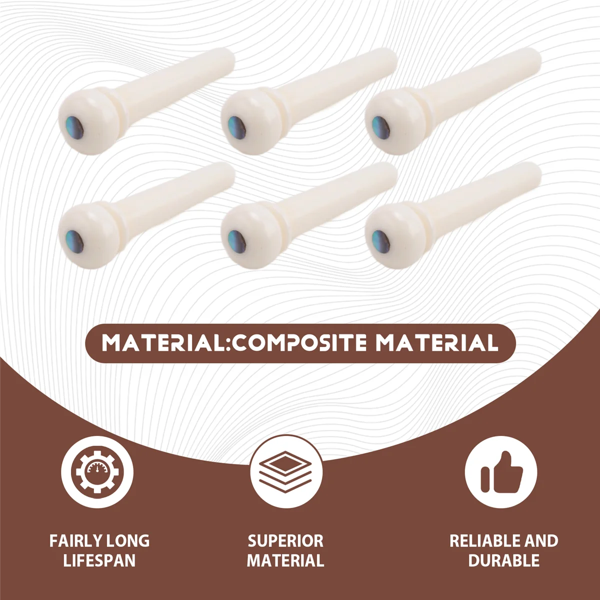 SLQZT Perni per ponte per chitarra acustica in materiale per osso di bestiame con punto a conchiglia di perla per accessori per chitarra folk acustica