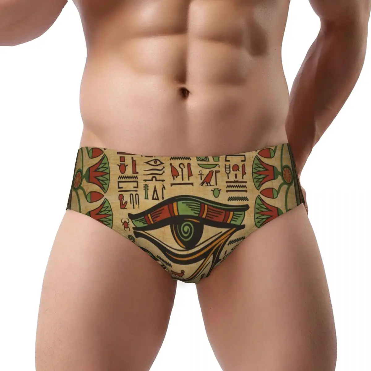 

Custom Egyptian Eye Of Horus Briefs Underwear Men Comfortable Stretch Ancient Egypt Hieroglyphs Underpants