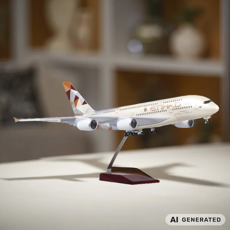 A380 Etihad 47cm Model Airplanes 1/160 Scale Aircraft Diecast Plastic Model Plane Adults Souvenir Ornaments With Landing Gear