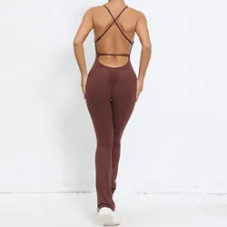 Backless Sports Woman 2025 Lycra Fitness Overalls One Piece Jumpsuit Shorts Sport Outfit Gym Workout Clothes for Women Sportwear