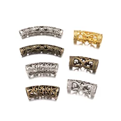 10pcs/Lot Metal Hollow Curved Tube Loose Spacer Beads for DIY Bracelets Necklaces Jewelry Making Decoration Accessories Crafts