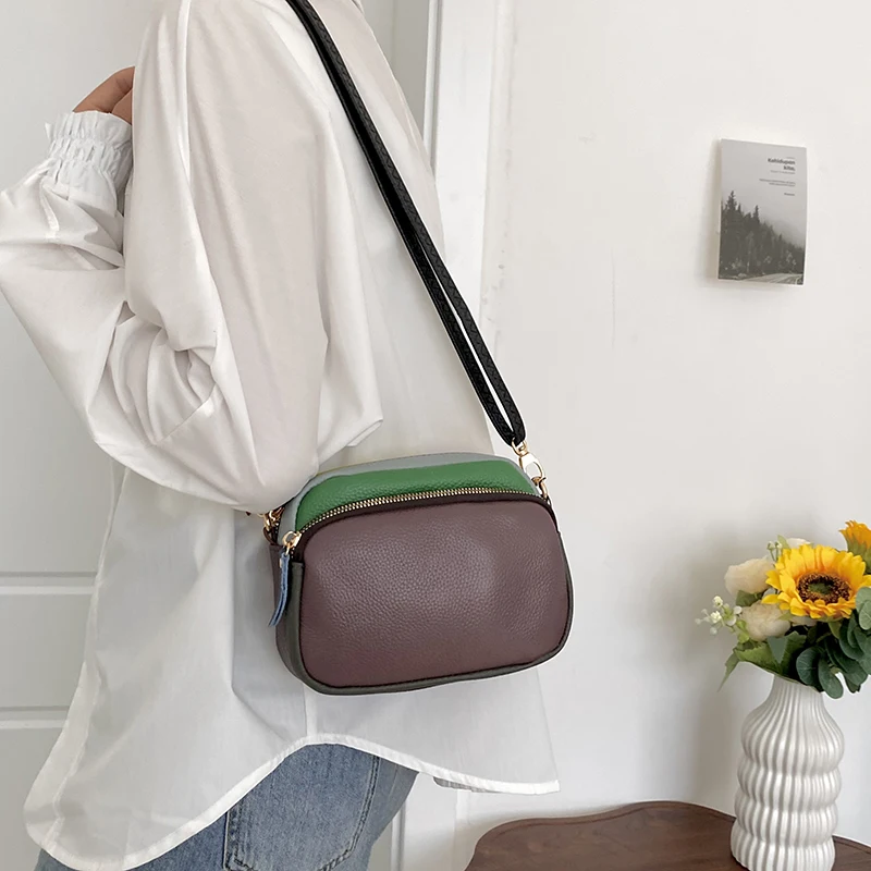 Kleur Willekeurig Leer Echte Koeienhuid Damestas Mode Messenger Bag Kleine Schoudertas Crossbody Tassen Dames Kwaliteitstas Nieuw